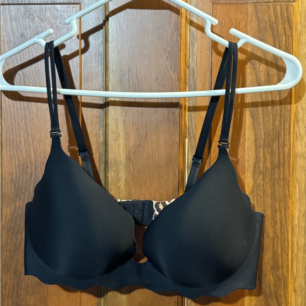 Victoria’s Secret Black Bra with Leopard Print Detail